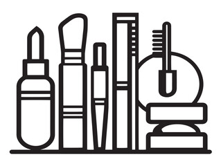 Elegant cosmetics tools illustration in sleek modern line design