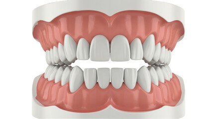 Isolated dental mold of a full set of teeth in their gums for use in dental training and education