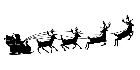 Santa with raindeer silhouette vector