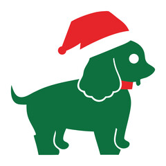 dog with christmas hat vector