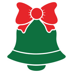 Christmas Bell with Red Bow and Holly – Holiday Vector Illustration