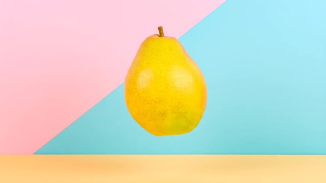 Vibrant pear on a pastel background