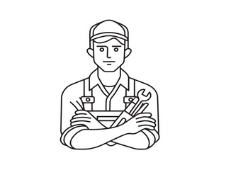 Professional mechanic repair icon in stylish clean vector