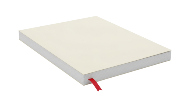 Isolated blank notebook with red bookmark, perfect for notes or sketchbook project design