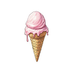 melting ice cream cone hand drawn illustration