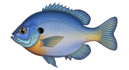 Isolated Bluegill illustration freshwater sunfish panfish fishing recreation hobby