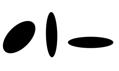 Three black ellipses in different orientations isolated on transparent background new image