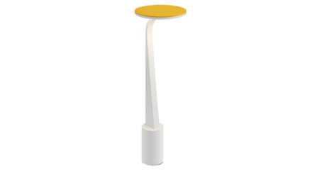 Isolated yellow light on a simple lamp design for a modern apartment or home office concept