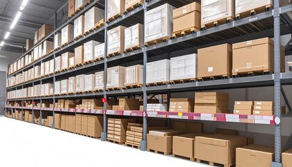 Warehouse shelves filled with boxes