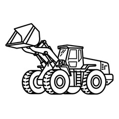 Line Art Illustration of a Heavy Duty Wheel Loader Construction Vehicle.