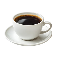 Obraz premium Elegant White Cup with Dark Beverage on Saucer for Coffee Lovers