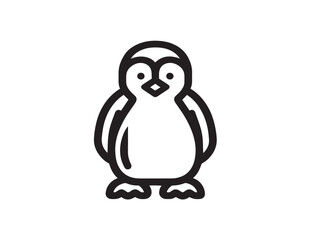 Cute penguin icon outlined in minimalist elegant vector style