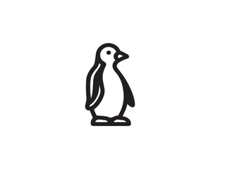 Stylish penguin drawing with clean smooth vector lines