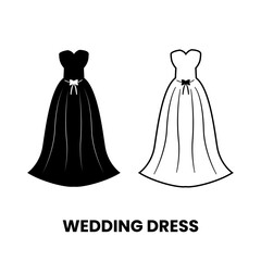 Wedding dress line fashion icon sign symbol design vector