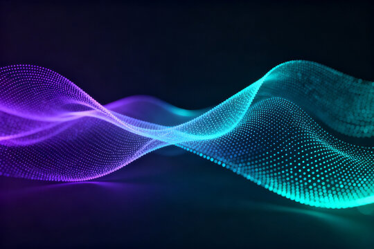 Abstract wave pattern with glowing dots