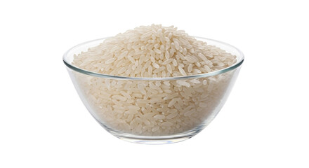 Isolated bowl full of uncooked long grain rice ready for a delicious meal ingredient