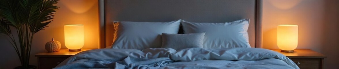 Serene Bedroom with Plush Headboard Peaceful Nights Sleep, Relaxation, and Comfort