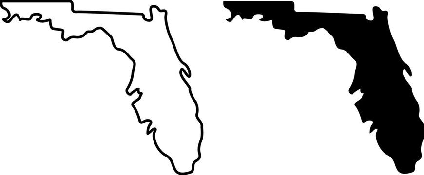 Outline and silhouette of the state of florida