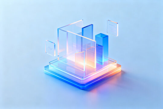 Abstract glass geometric shapes with light - Powered by Adobe