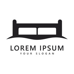 Minimalist Bed Logo with Pillows and Wavy Line