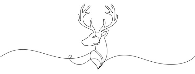 Vector illustration of a christmas deer with line art style
