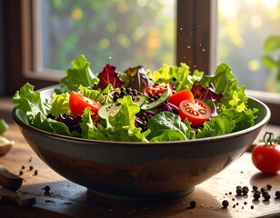 Delicious and Healthy Salad Bowl, Fresh Ingredients, and Nutritious Meal
