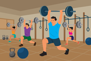 bodybuilder lifting barbell over head