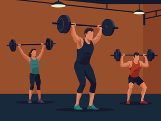 bodybuilder lifting barbell over head