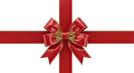 Red bow and ribbon on white background for gift or celebration