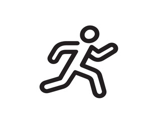 Run icon 2D vector line art in a clean minimalist illustration black