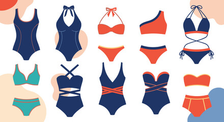 A collection of stylish swimwear designs for the summer season.