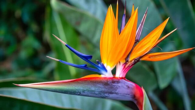Close-up of a vibrant bird of paradise flower