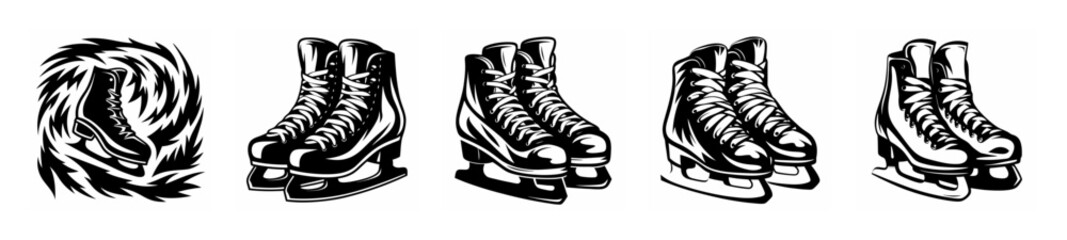 Artistic portrayal of ice skates in motion capturing dynamic spins and graceful movements on the ice