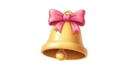 Golden Bell with Pink Bow | Notification & Celebration Icon in Png
