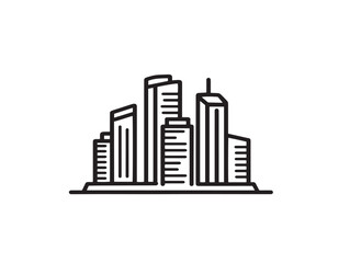 Obraz premium Skyline icon 2D vector line art in a clean minimalist style black