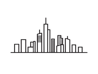 Skyline icon 2D vector line art in a clean minimalist illustration black