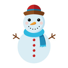 Snowman with red hat and scarf