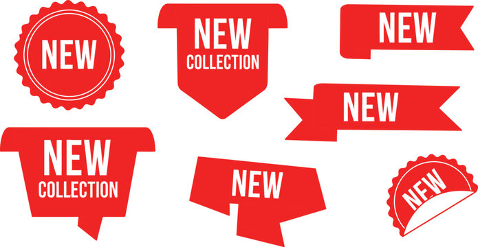 sale banner and label vector in red for advertising promotions and product marketing designs