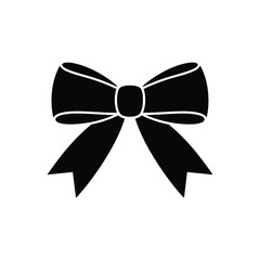 Simple black bow silhouette with white outline on white background
