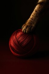 ball of wool with paw of cat