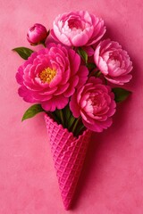bouquet of pink roses like ice cream