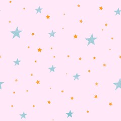 Cute abstract seamless pattern with stars on soft pink background