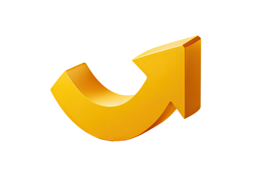 3D stylized yellow upward-pointing arrow