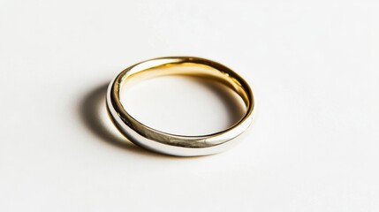 Elegant two-tone wedding ring on a light background showcasing its sleek design and polished finish