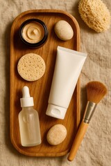 make up brushes and powder
