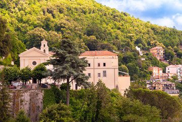 Picturesque small town on hill in Italy