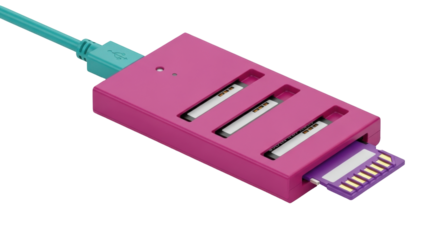Isolated USB memory card reader with plugged-in storage for creative applications, modern design