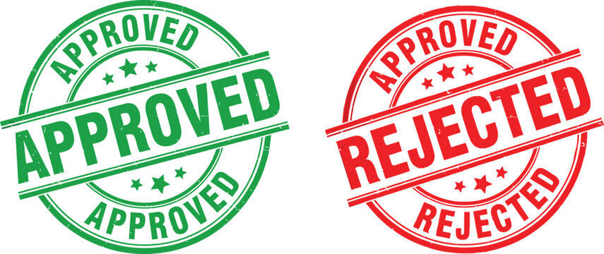 approved and rejected stamp vector set for business projects decisions and presentation graphics