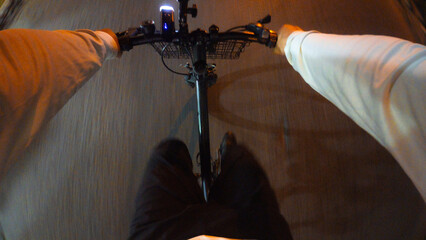 First-Person View of Riding a Bicycle at Night