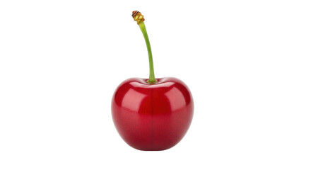 Isolated sweet cherry with stem on a neutral background for a food commercial use